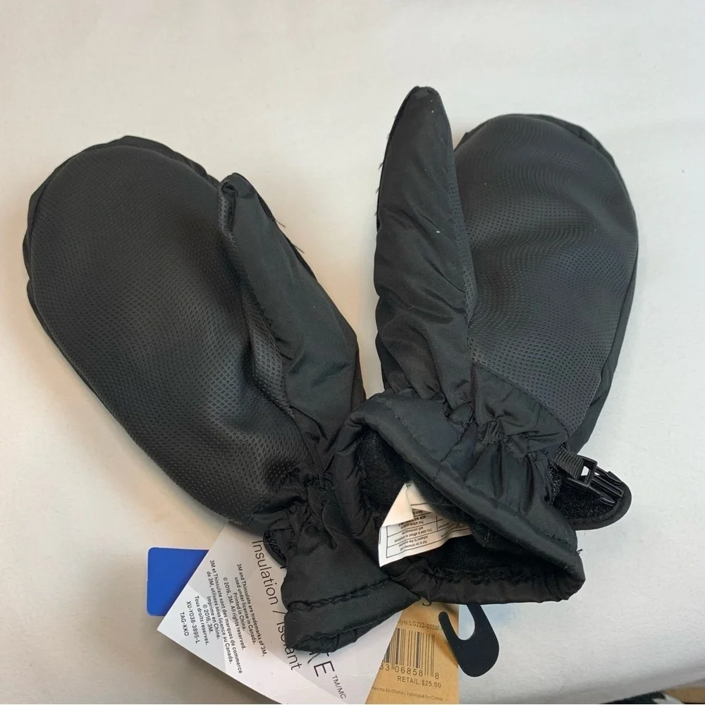 Kohls Igloos Ladies Waterproof 3M Ski/Snow Black Mittens - Sz S/M